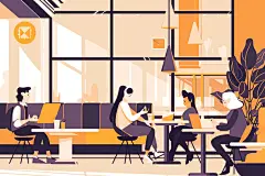 办公团队插画绘画