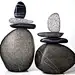 2nd Floor / Sitting Near Sink In The Clarissa Powder Room / Cairn Rock Totems in Gray: Melanie Guernsey-Leppla: Art Glass Sculpture | Artful Home: 