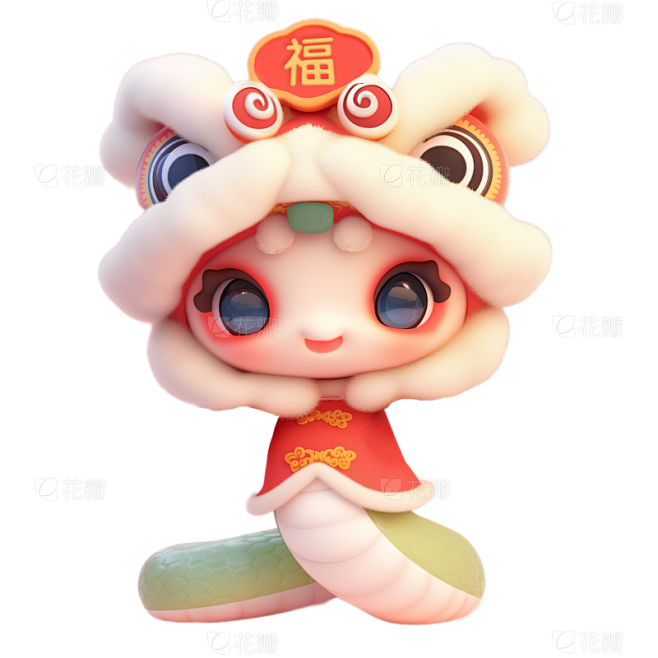 蛇年春节可爱感拟人蛇青蛇元素