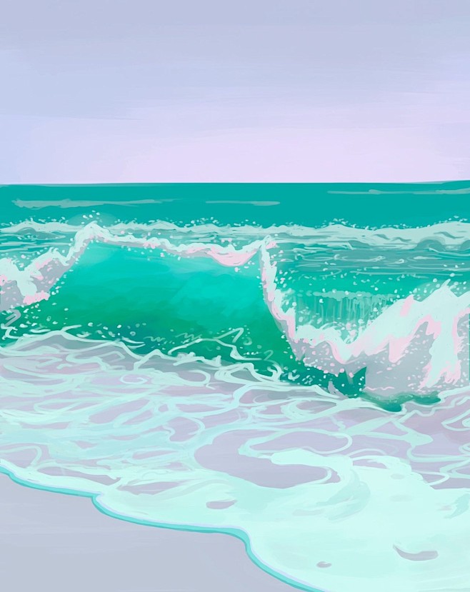 色彩速涂DAY12 海浪_Ling酱__...