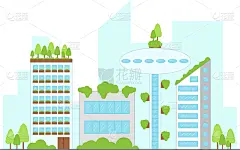 都市风光,未来,建筑外部,人,地形,三维图形,绿色,概念,智慧