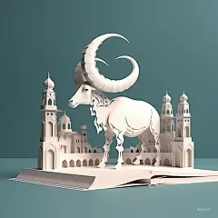 AI绘画_Prompts_flinkclover_big_goat_with_mosque_top_of_book_paper_cut_style_hi_eb95165d-8cf2-4103-b2fc-0feb04f527fe_xpanx.com