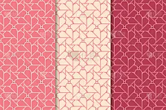 几何背景。抽象的无缝壁纸。樱桃红组