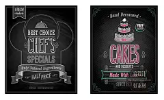 复古卡通手绘粉笔黑板促销海报招贴 矢量海报EPS设计素材库 G174-淘宝网