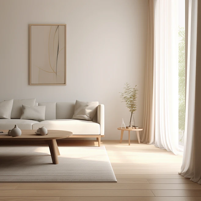 Picture of 666frank999_Nordic_simple_living_room_white_sofa_flat_backgroun ...