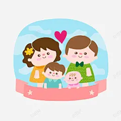 可爱四口之家节日贺卡 创意素材