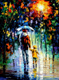 Rainy Day with Daddy by LEONID AFREMOV