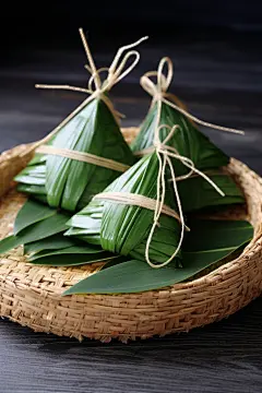 食品端阳节粽叶肉粽子食物粽子图片摄影图