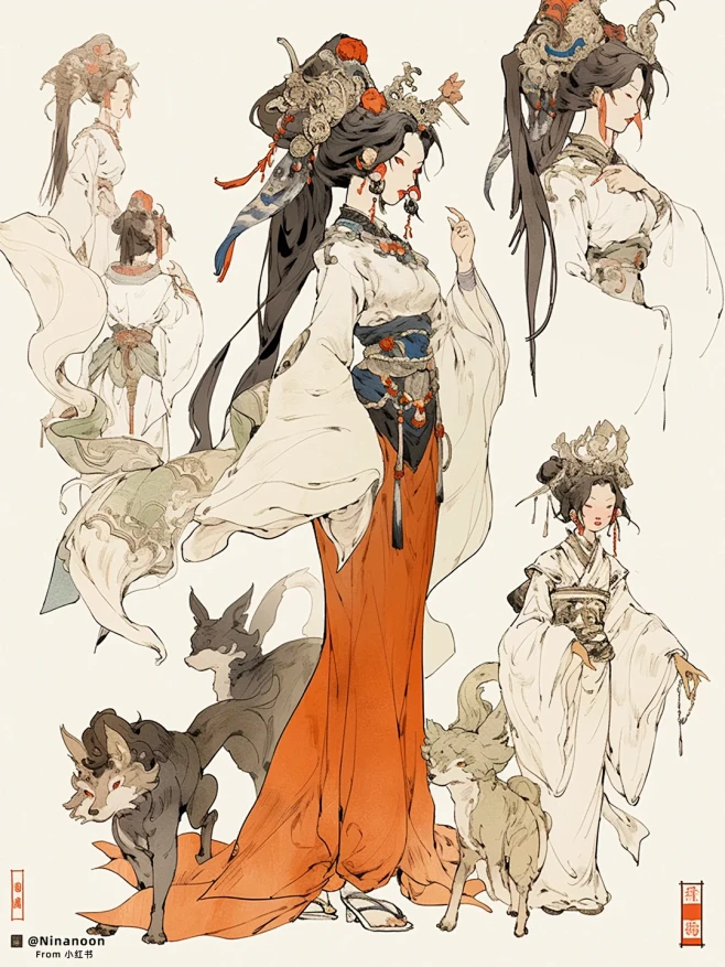 新聊斋志异 角色设计 古风服设插画 小红书 花瓣网 