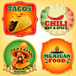 4款经典系墨西哥食品标签矢量图