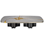 Jean Claude Dresse Steel and Brass Coffee Table with Inlayed Agate For Sale