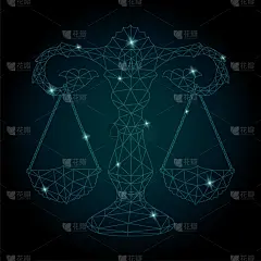 闪亮的,艺术,天秤座,星星,符号,低多边形效果 ,夜晚,几何形状,蓝色,黑色
