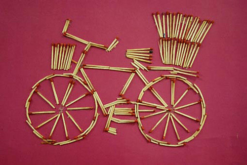 火柴棍创意图片——自行车