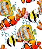 矢量图 ai 鱼 海洋世界 海洋生物 满身图案 动物 插画 鱼群 休闲风 可爱卡通 热带风格 热带风 动漫 漫画 3D数码