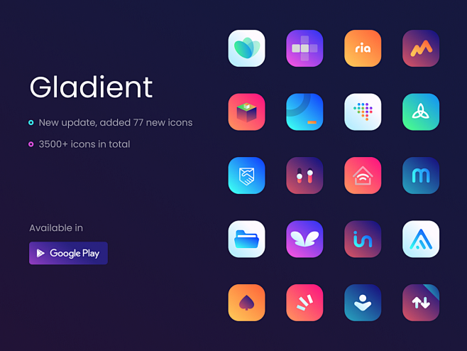 Gladient Android Iconset 更新 android 主屏幕 iconpack 图标 iconset ios 主题 ui