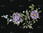 刺绣,花纹,玫瑰,多色的,时髦的,紫色,线,勿忘我,领口,图案t恤