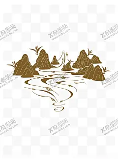 古典山水图 【酷图网】中国风,手绘,古典,山水图,矢量