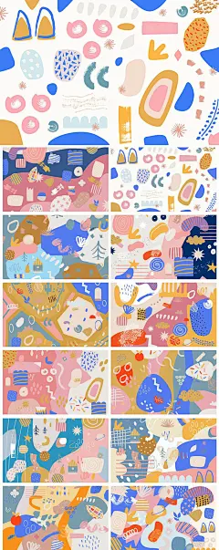卡通涂鸦野兽派抽象艺术插图插画展板创意元素AI海报模板素材设计