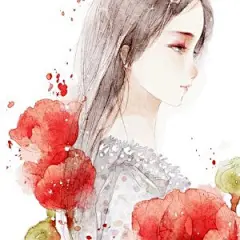 手绘水彩插画女生头像向日葵长发女孩古风 - 堆糖