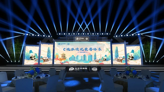 保险企业会议/晚宴活动舞美设计-花瓣网