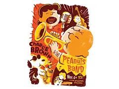 Wanted to illustrate sort of a woodcut style gig poster for a threadless peanuts contest. Available at: 

https://www.teepublic.com/t-shirt/338636-playin-for-peanuts?store_id=23728