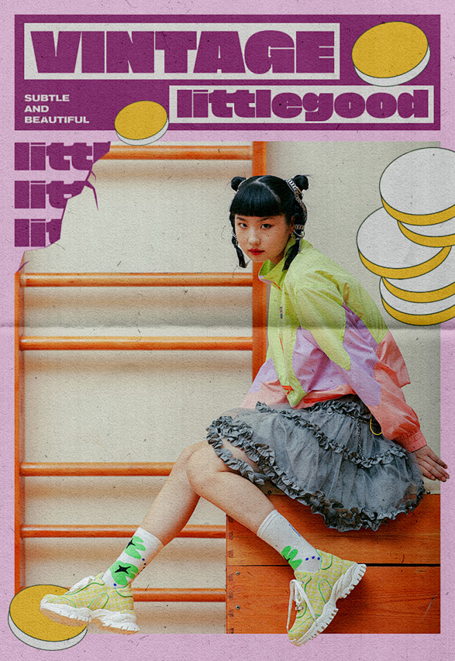 littlegood日系仙女风格子老爹鞋...