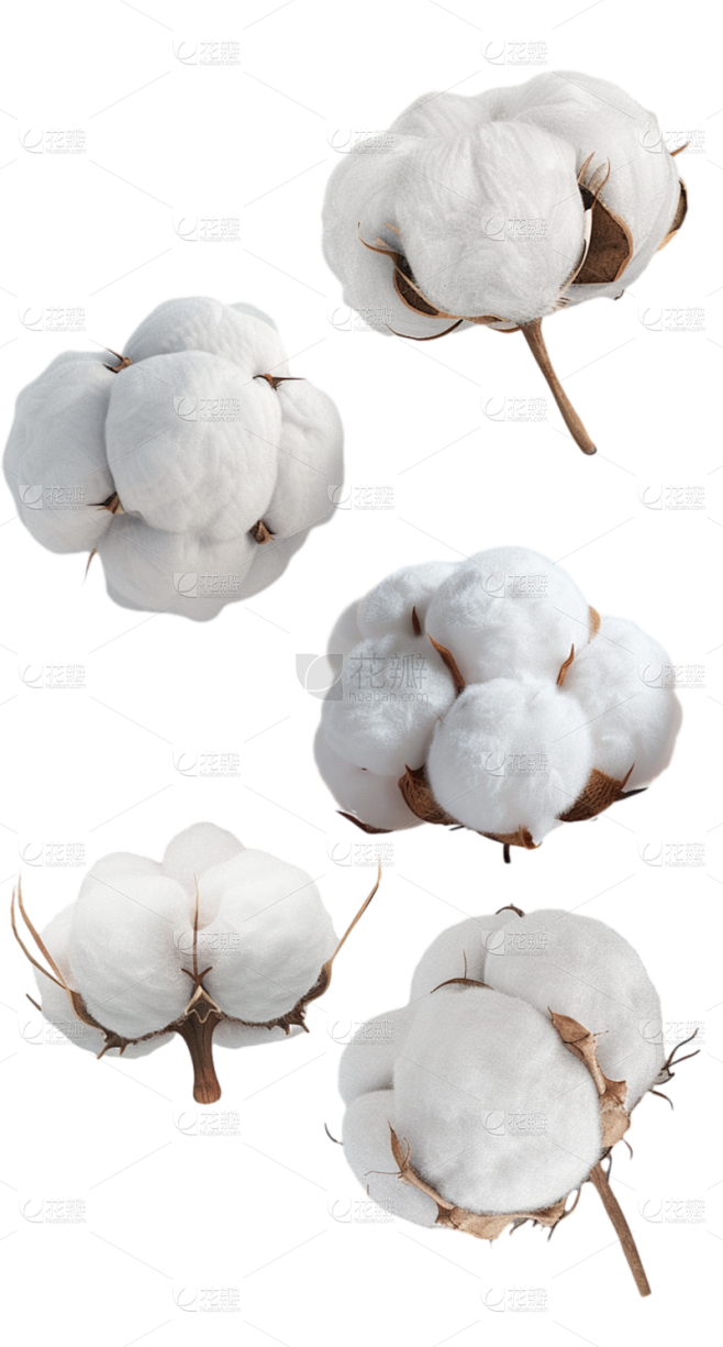 植物通用实景白色棉花元素素材