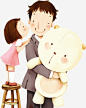父亲抱着小熊女儿亲父亲卡通亲子-觅元素51yuansu.com png父亲节设计元素