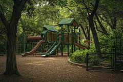公园儿童乐园滑梯摄影图