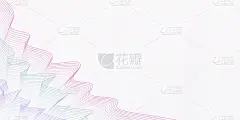 蓝、绿、紫线条艺术水印。向量连结环设计。抽象的轻空气网状图案。彩色的乱涂乱画线。白色背景。模板横幅，