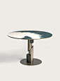 Shakedesign_Tables and desks_Flow table with wooden elements in T150 noir, light bronze metal structure and Giò top