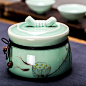 龙泉青瓷手绘茶叶罐 高档茶叶包装盒储存普洱茶罐密封陶瓷罐茶具-淘宝网