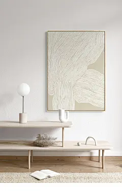 现代极简抽象线条装饰画客厅背景墙上创意挂画样板间北欧简约壁画-淘宝网