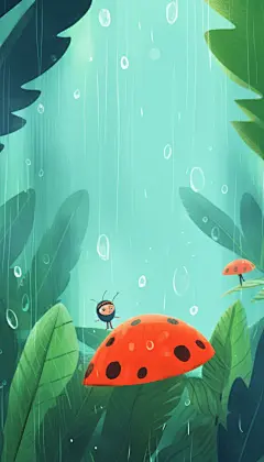 24节气雨水春分插画