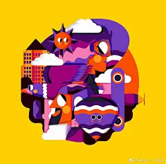 Illustrator:jhonny_studio
扁平风插画 几何 绚丽配色