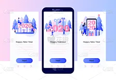 2020,新年前夕,移动式,绘画插图,卡通,智能手机,人,平坦的,矢量,公亩