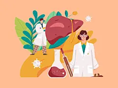 全国护肝日医疗人物扁平矢量概念运营手绘插画插画下载