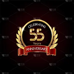 55周年金婚纪念，戒指、月桂和红丝带