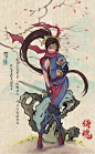 贺隐，是海报也算是插画吧，水墨风格的，祝侍魂红红火火。