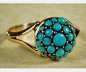 西洋古董珠宝收藏 18K金波斯百年天然绿松石手工典雅群镶戒指E997-淘宝网