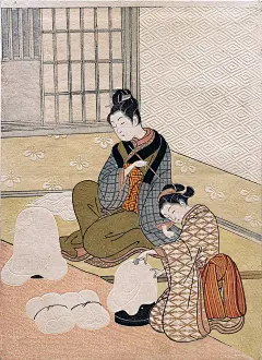 春水初涨，春林初盛，春深似海 ——而春风十里，不如画你。日本三百年浮世绘是平民的艺术，而代代相传的画师们堪称“把艺术还给人民”。

而这其中特别优秀的TOP 1 画师就是铃木春信。

1765年，铃木春信赢得了‘历绘’的竞赛，他的多色套版作品刚一亮相，鲜艳雅致的画面就引起轰动。这作品仿佛花魁的五彩织锦，被出版商称之为“锦绘”。
春信的成功开启了浮世绘第一个全盛时代，而他也终于在40岁时迎来了事业之春。在往后的六年里，春信一共‘肝’了600多幅作品。

也许是初夏的风吹起纱罗，夕阳里那一眼怦然心动。在颜狗春