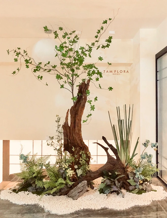 中式花艺植物造景｜沉木造景｜潮州花店