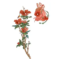 山茶 花仙子  - 源文件下载【酷图网】山茶花,仙子,植物,素材,设计,广告设计,包装设计,手绘,插画,免扣,psd原文件,分层,