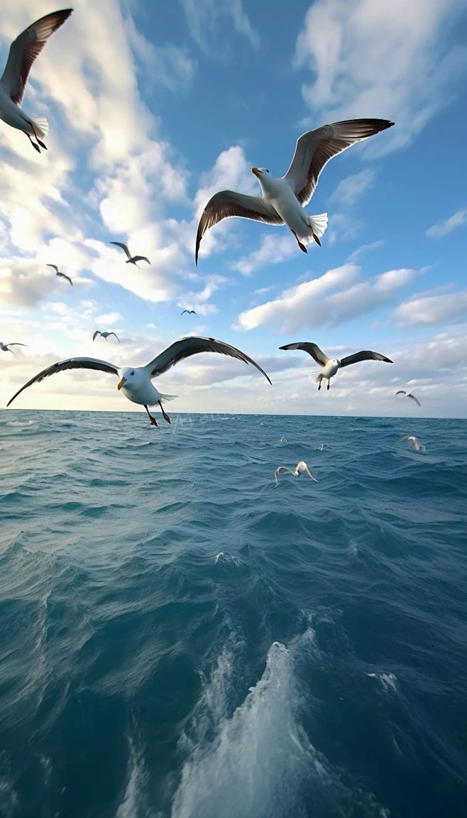 一群羽毛鲜艳的海鸟