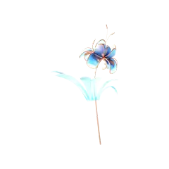蓝粉色调金边花朵叶片光感装饰点缀创意幻想风植物_3D304-ys16