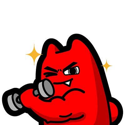 h5520180419魔鬼猫表情举哑铃半身道具健身肌肉强壮自信ip魔性斗图