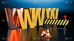 www正在建设中，深色背景- 3D插图