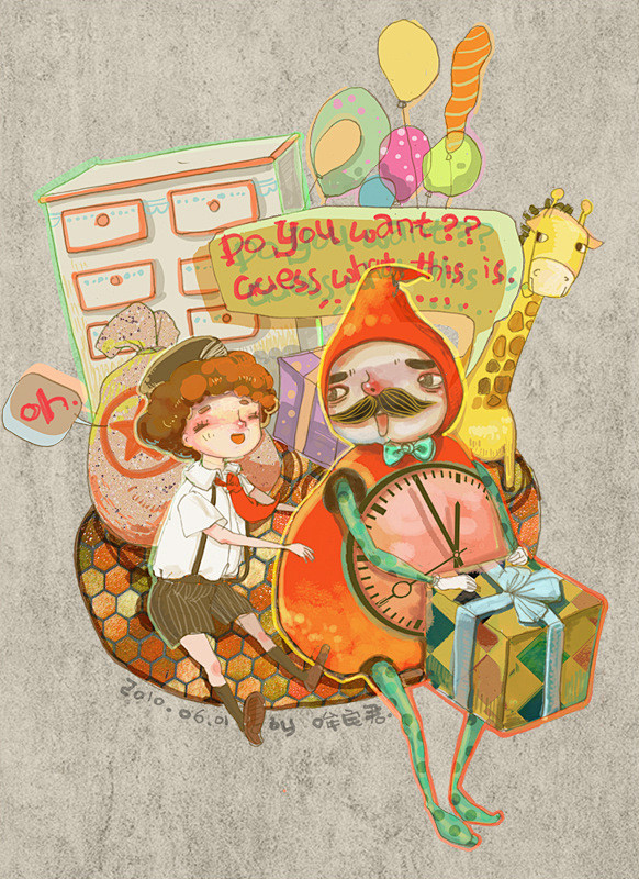 哞宅君  的插画 儿童节快乐。。我超龄了