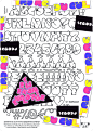 Photo offset poster of an alphabet made out of puffy human forms in an early 90s style with pops of color.