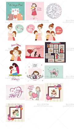矢量素材 妈妈母亲节 妇女节 卡通海报 H5引导页 ai设计素材 EPS-淘宝网